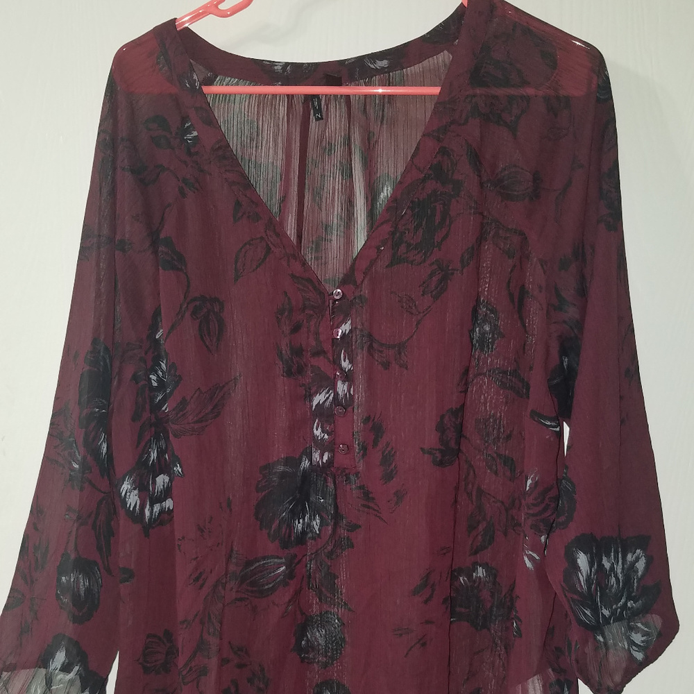 Burgundy Floral Blouse